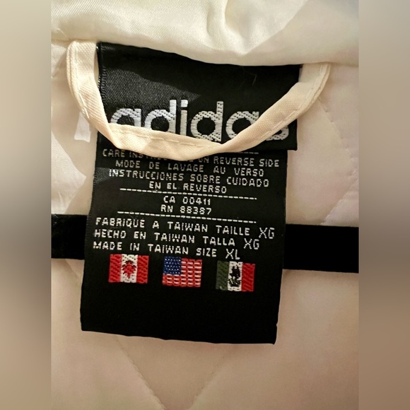 VTG Mens XL Adidas Zip Up Jacket RARE! Vintage! Cream Off White Zebra - Picture 4 of 5
